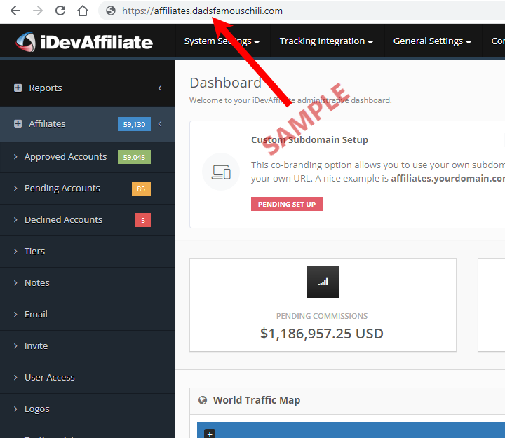 custom subdomain for my affiliate software service